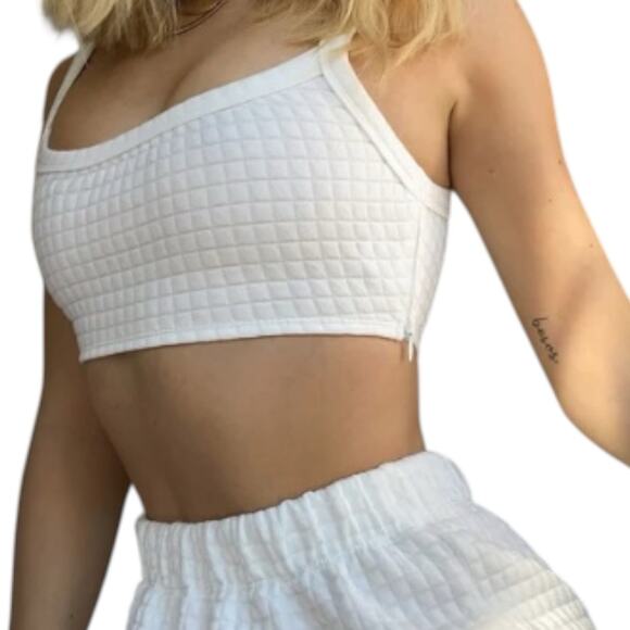 Princess Polly Arabella Waffle Knit Cropped Tank Top Size 4 White - Picture 1 of 6